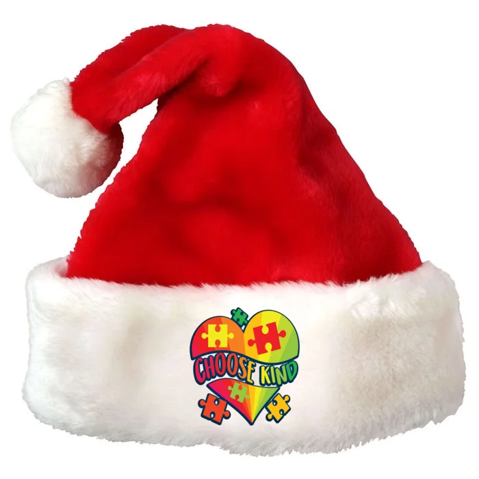 Choose Kind Autism Support Autistic Heart Asd Kindness Gift Premium Christmas Santa Hat