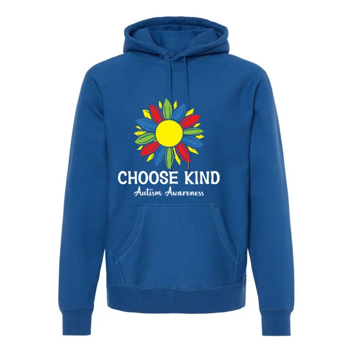 Choose Kind Autism Awareness Month Parents Sunflower Lover Cool Gift Premium Hoodie