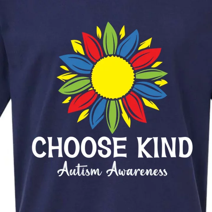 Choose Kind Autism Awareness Month Parents Sunflower Lover Cool Gift Sueded Cloud Jersey T-Shirt