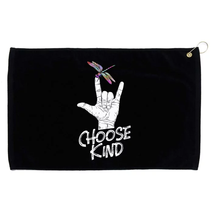 Choose Kind Asl Language Dragonfly Lover Insects Grommeted Golf Towel