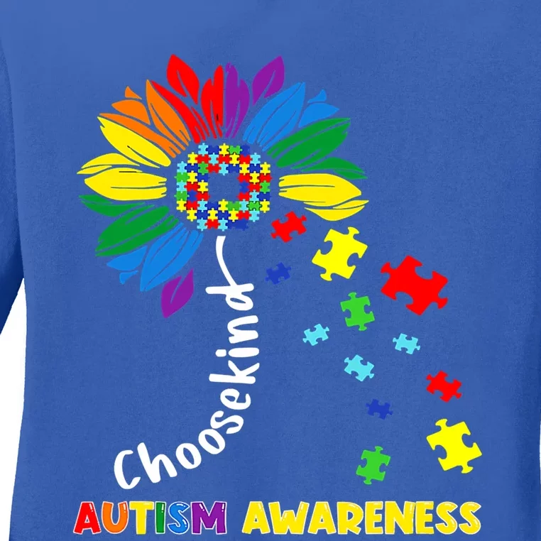 Choose Kind Autism Awareness Sunflower Mom Cute Funny Gift Cute Gift Ladies Long Sleeve Shirt