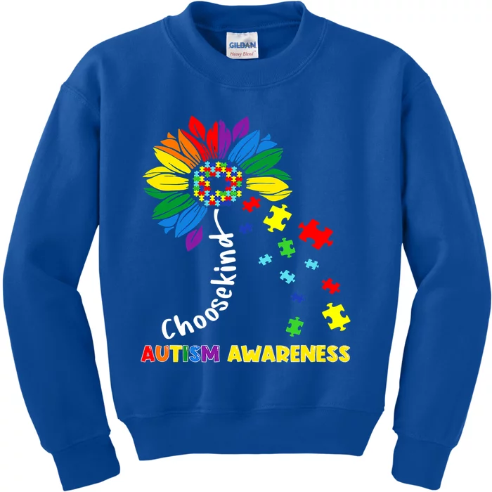 Choose Kind Autism Awareness Sunflower Mom Cute Funny Gift Cute Gift Kids Sweatshirt