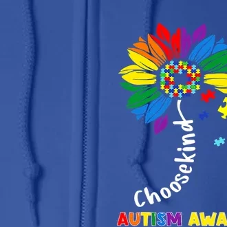 Choose Kind Autism Awareness Sunflower Mom Cute Funny Gift Cute Gift Full Zip Hoodie