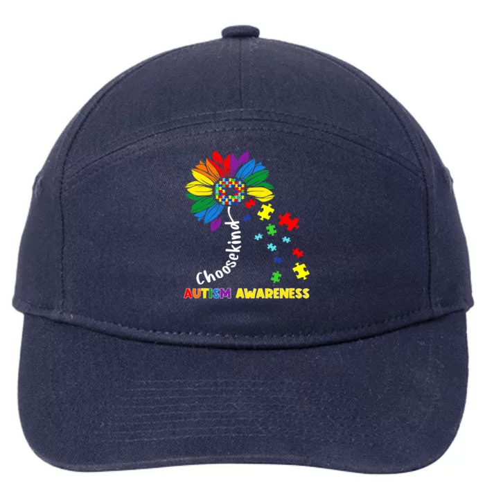 Choose Kind Autism Awareness Sunflower Mom Cute Funny Gift Cute Gift 7-Panel Snapback Hat