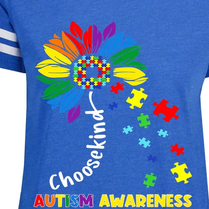 Choose Kind Autism Awareness Sunflower Mom Cute Funny Gift Cute Gift Enza Ladies Jersey Football T-Shirt