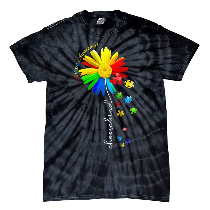 Choose Kind Autism Awareness Sunflower Mom Tie-Dye T-Shirt