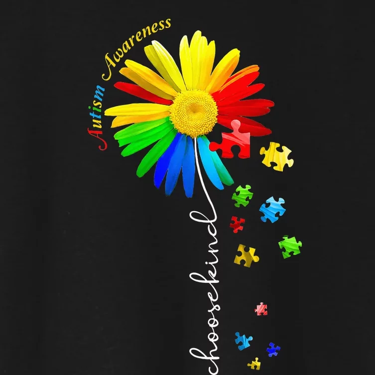 Choose Kind Autism Awareness Sunflower Mom Women's Crop Top Tee