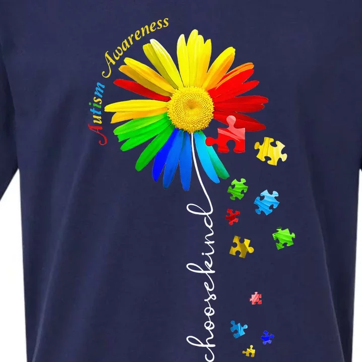 Choose Kind Autism Awareness Sunflower Mom Sueded Cloud Jersey T-Shirt