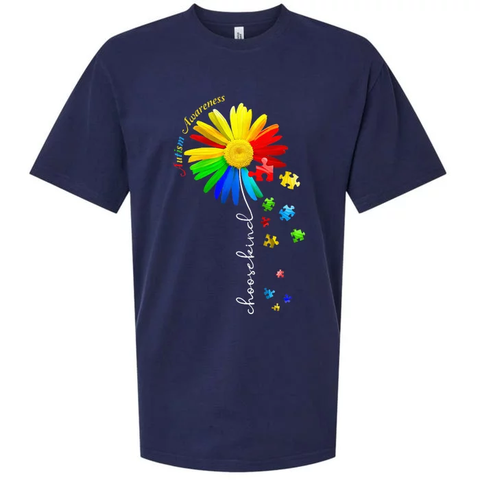 Choose Kind Autism Awareness Sunflower Mom Sueded Cloud Jersey T-Shirt