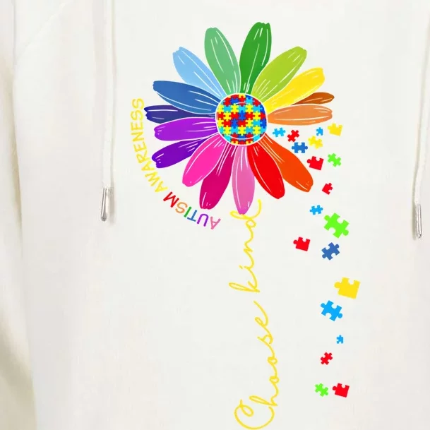 Choose Kind Autism Awareness Sunflower Mom Gift Womens Funnel Neck Pullover Hood