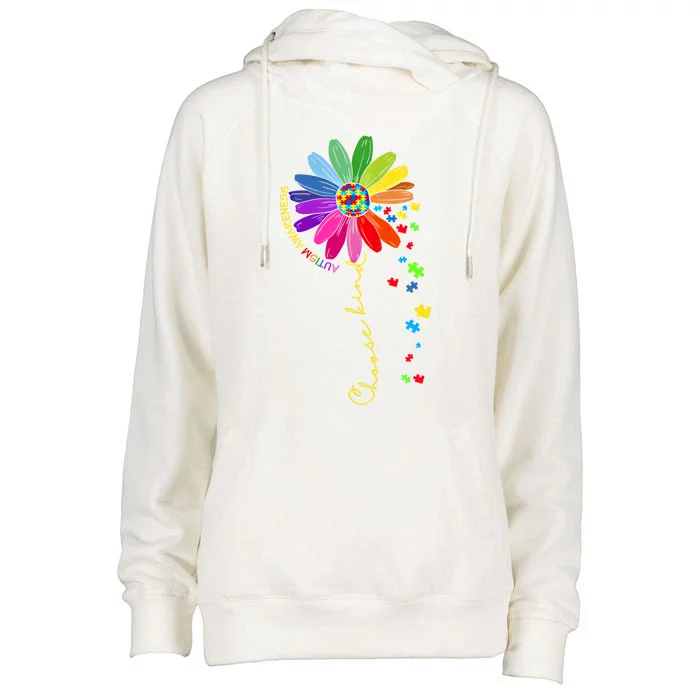 Choose Kind Autism Awareness Sunflower Mom Gift Womens Funnel Neck Pullover Hood