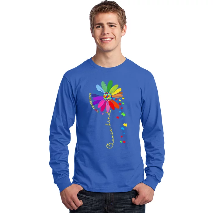 Choose Kind Autism Awareness Sunflower Mom Gift Long Sleeve Shirt