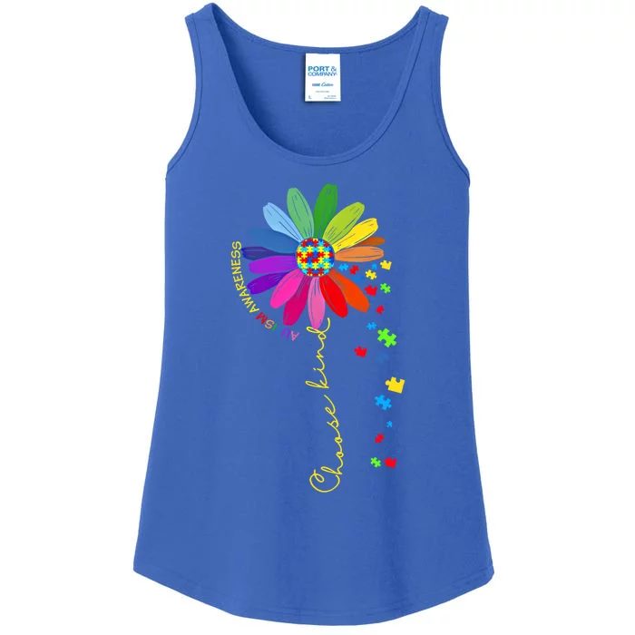 Choose Kind Autism Awareness Sunflower Mom Gift Ladies Essential Tank