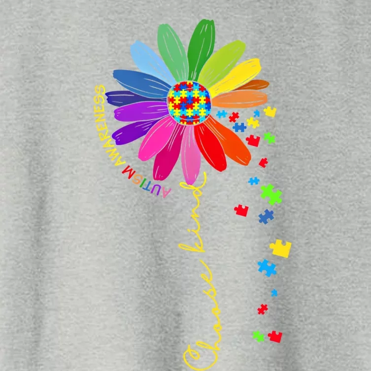 Choose Kind Autism Awareness Sunflower Mom Gift Women's Crop Top Tee