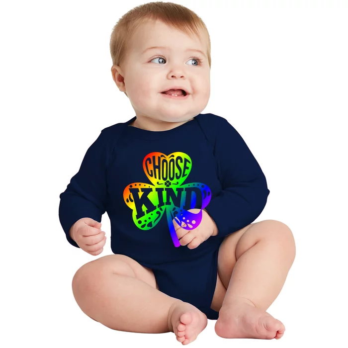 Choose Kind Autism Bullying Prevention St Paddys Day Cute Gift Baby Long Sleeve Bodysuit