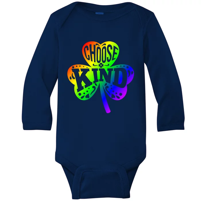 Choose Kind Autism Bullying Prevention St Paddys Day Cute Gift Baby Long Sleeve Bodysuit