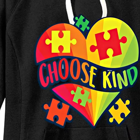 Choose Kind Autism Support Autistic Heart Asd Kindness Gift Women's Fleece Hoodie