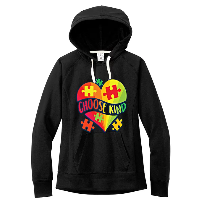 Choose Kind Autism Support Autistic Heart Asd Kindness Gift Women's Fleece Hoodie