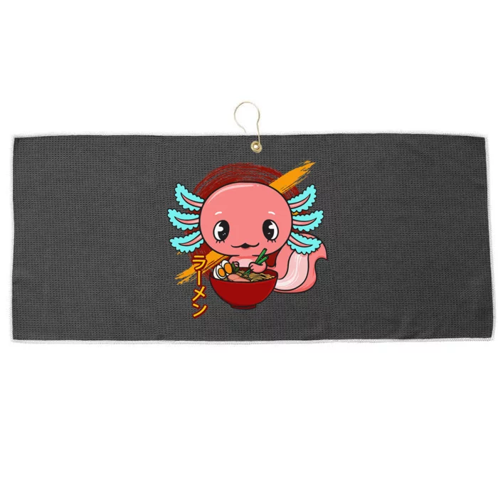 Cute Kawaii Anime Axolotl Japanese Ra Noodles Large Microfiber Waffle Golf Towel