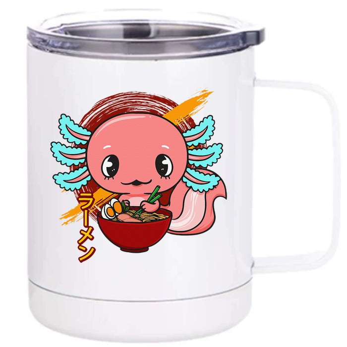 Cute Kawaii Anime Axolotl Japanese Ra Noodles Front & Back 12oz Stainless Steel Tumbler Cup