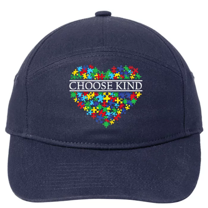 Choose Kind Autism Heart Autism Awareness Day Gift 7-Panel Snapback Hat