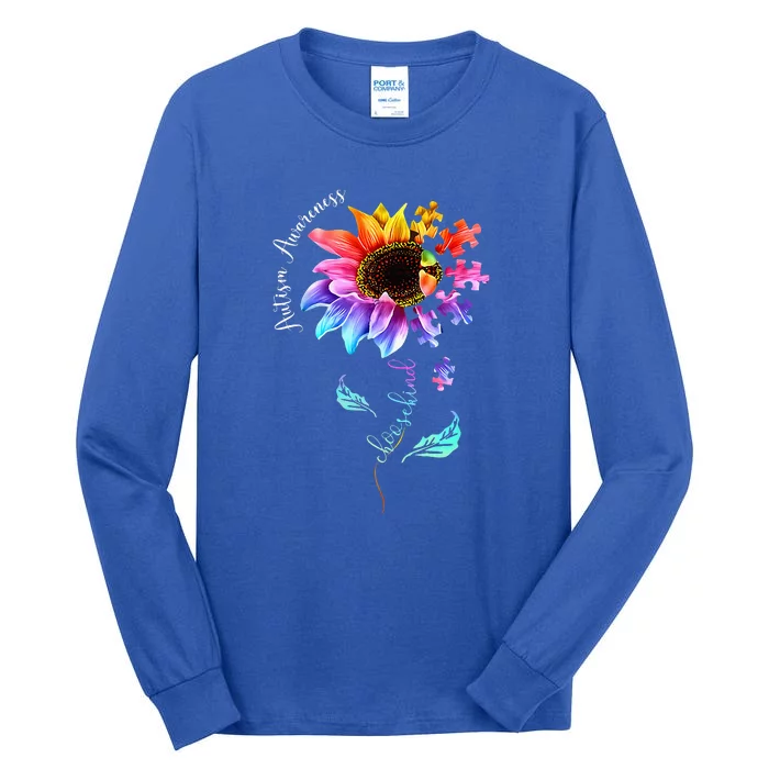 Choose Kind Autism Gift For Autism Awareness Mom Tall Long Sleeve T-Shirt