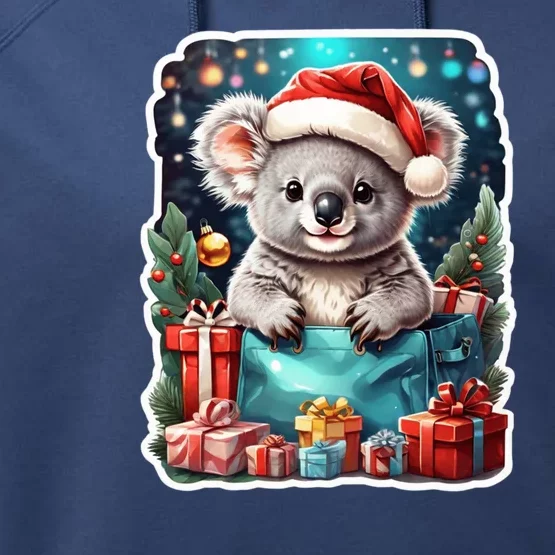 Christmas Koala Bear Performance Fleece Hoodie