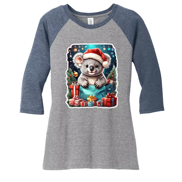 Christmas Koala Bear Women's Tri-Blend 3/4-Sleeve Raglan Shirt