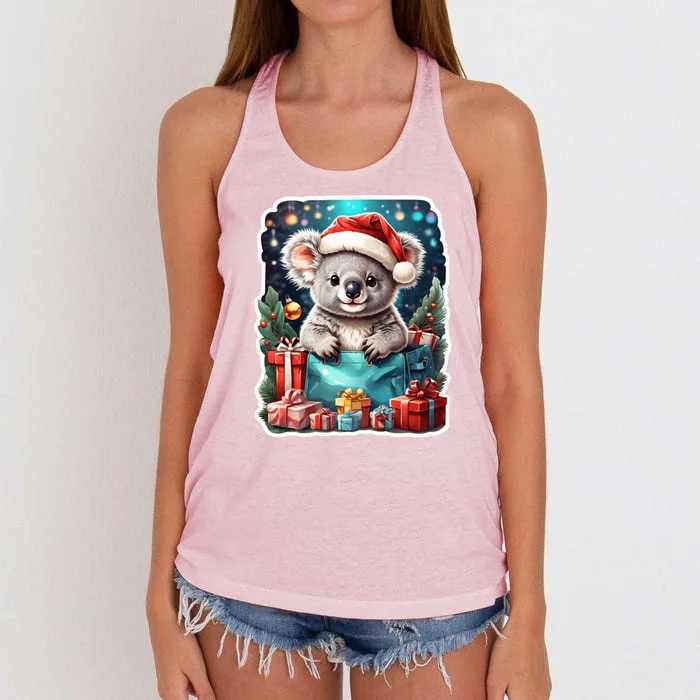 Christmas Koala Bear Women's Knotted Racerback Tank