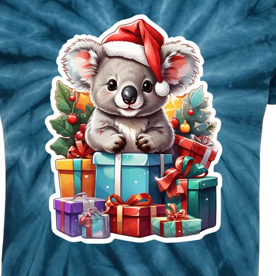 Christmas Koala Bear Kids Tie-Dye T-Shirt