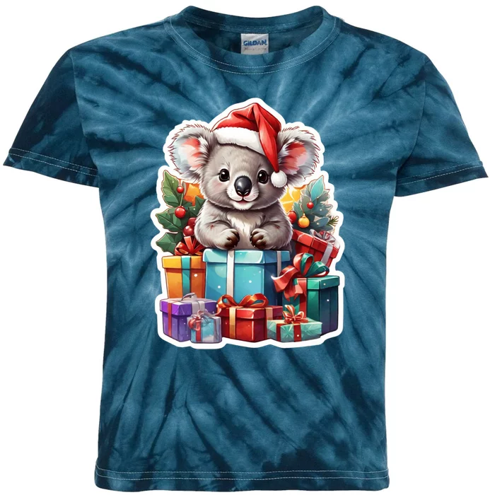 Christmas Koala Bear Kids Tie-Dye T-Shirt