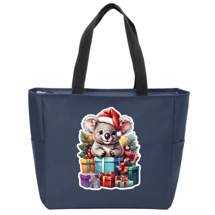 Christmas Koala Bear Zip Tote Bag