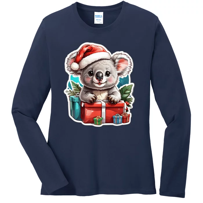 Christmas Koala Bear Ladies Long Sleeve Shirt