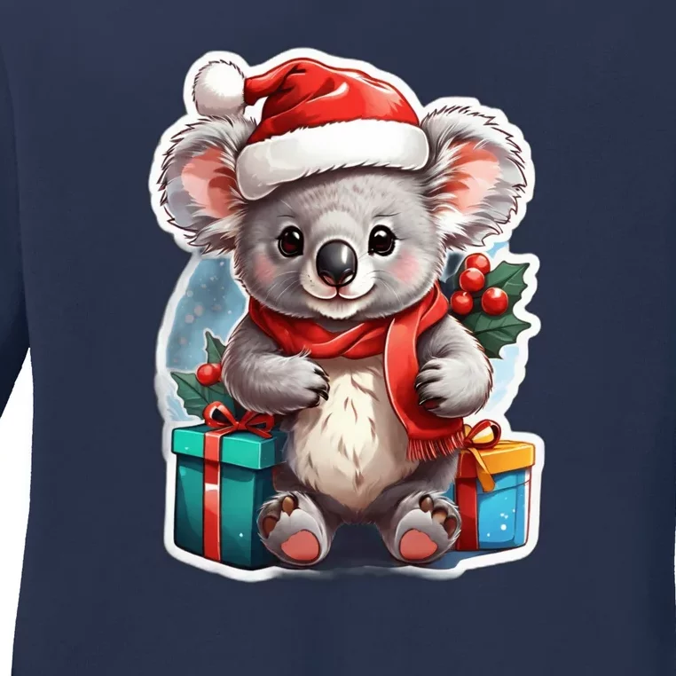 Christmas Koala Bear Ladies Long Sleeve Shirt