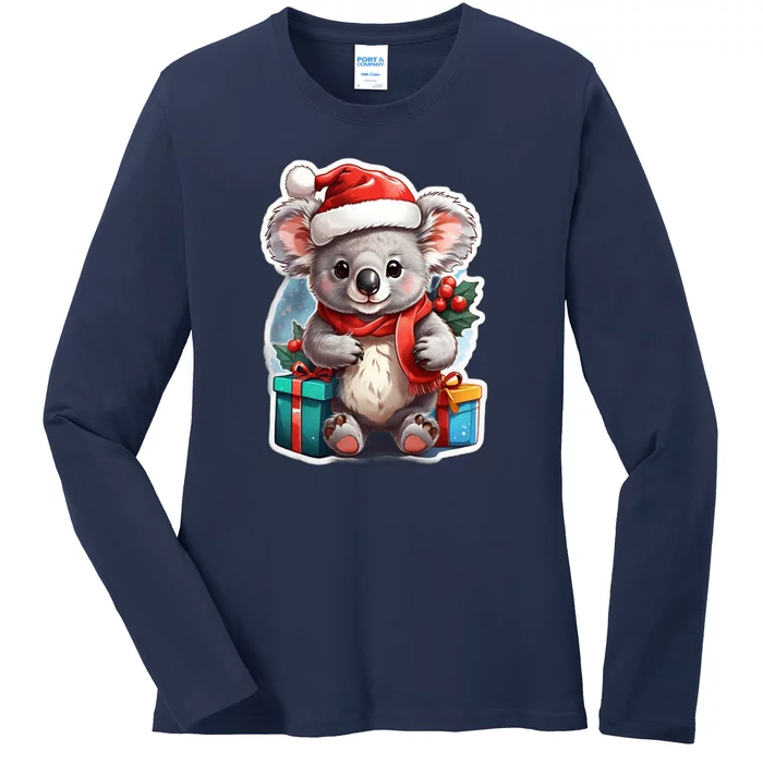 Christmas Koala Bear Ladies Long Sleeve Shirt