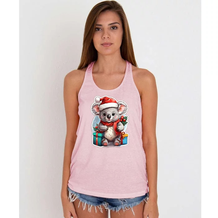 Christmas Koala Bear Women's Knotted Racerback Tank