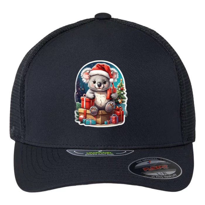 Christmas Koala Bear Flexfit Unipanel Trucker Cap