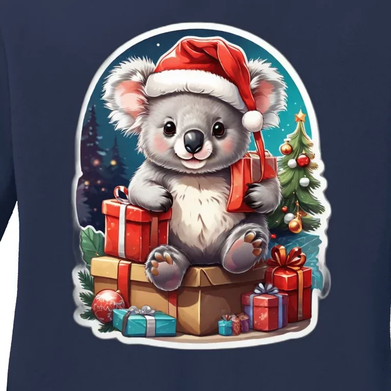 Christmas Koala Bear Ladies Long Sleeve Shirt