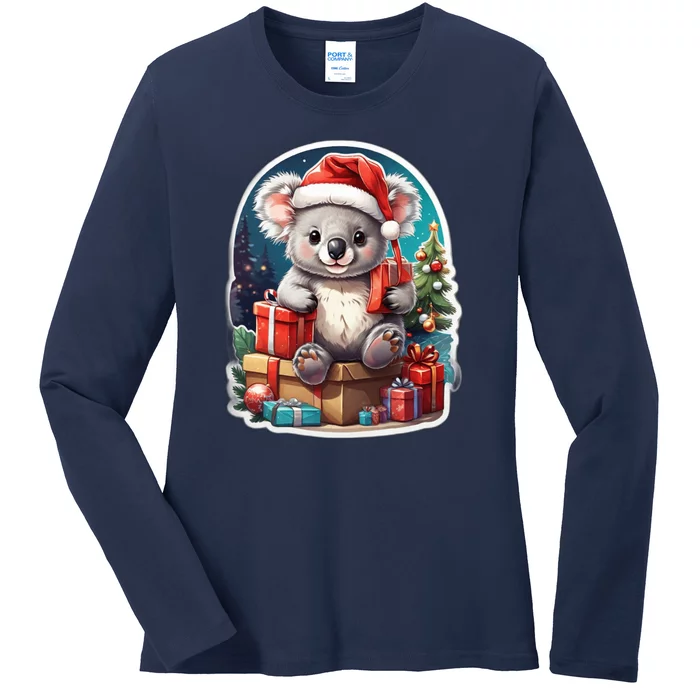 Christmas Koala Bear Ladies Long Sleeve Shirt