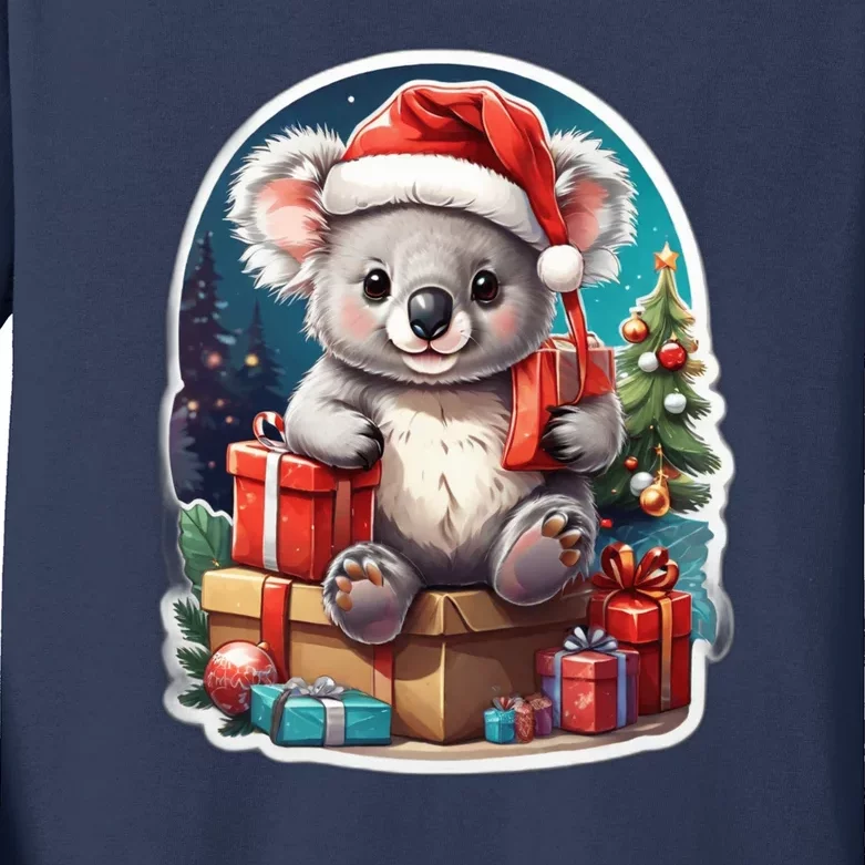 Christmas Koala Bear Kids Long Sleeve Shirt