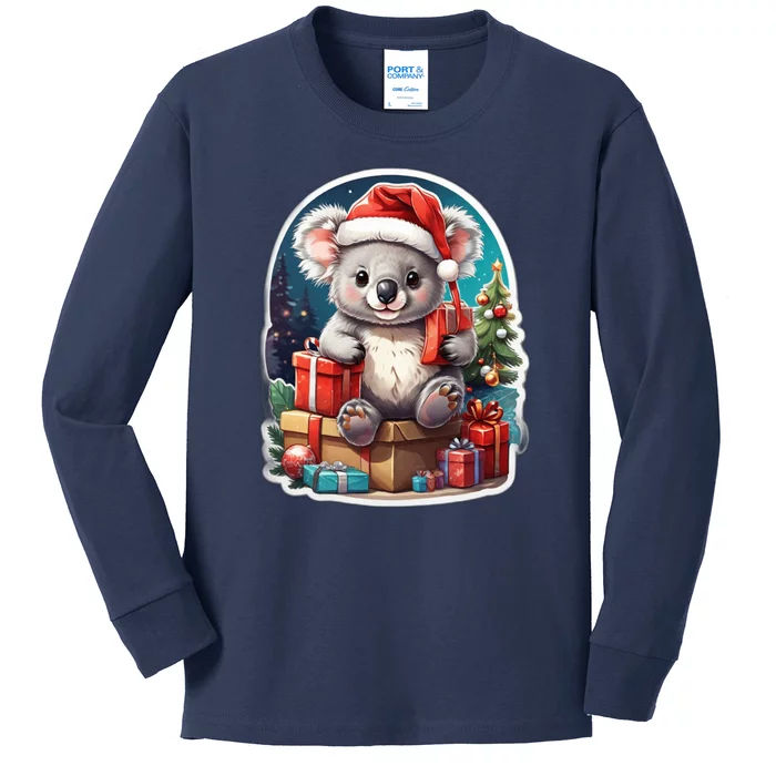 Christmas Koala Bear Kids Long Sleeve Shirt