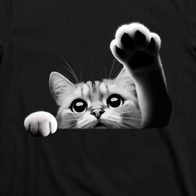 Cute Kitten Big Eyes Cat Outstretched Paw T-Shirt