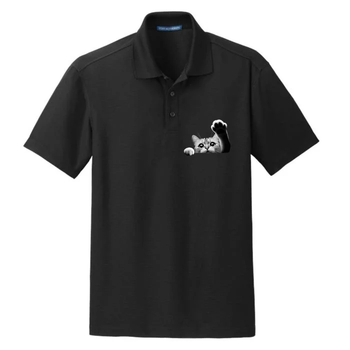 Cute Kitten Big Eyes Cat Outstretched Paw Dry Zone Grid Performance Polo