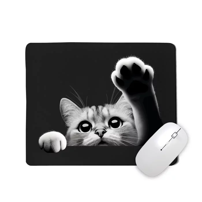 Cute Kitten Big Eyes Cat Outstretched Paw Mousepad