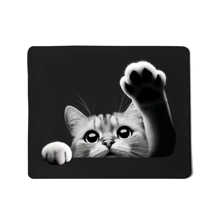 Cute Kitten Big Eyes Cat Outstretched Paw Mousepad