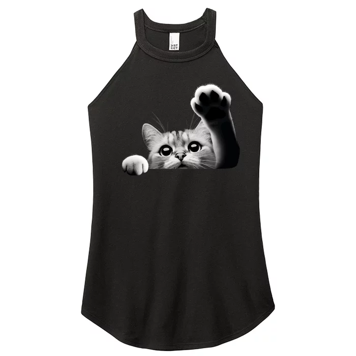 Cute Kitten Big Eyes Cat Outstretched Paw Women’s Perfect Tri Rocker Tank