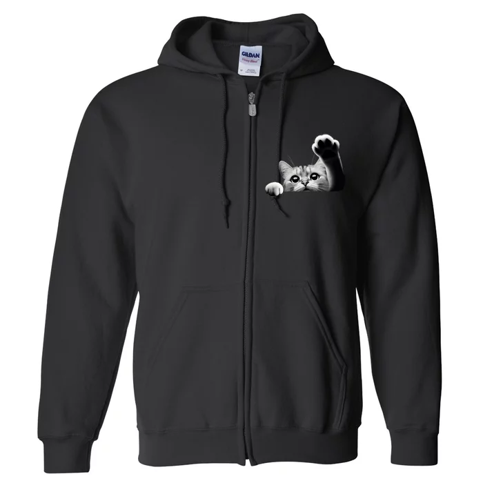 Cute Kitten Big Eyes Cat Outstretched Paw Full Zip Hoodie