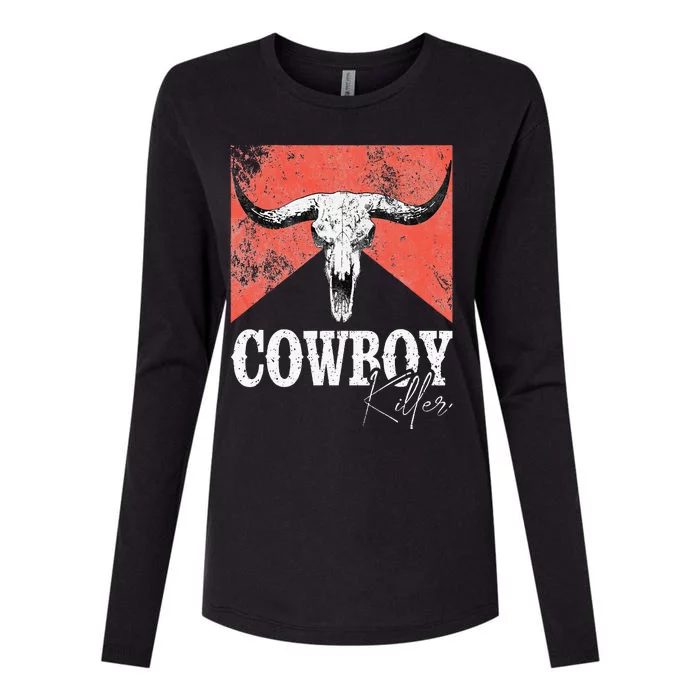 Cowboy Killers Bull Skull Howdy Punchy Western Womens Cotton Relaxed Long Sleeve T-Shirt