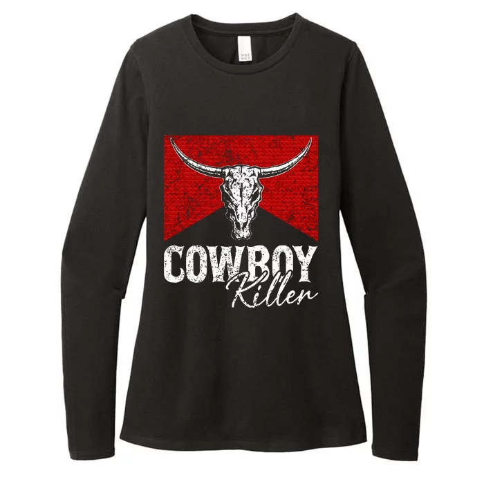 Cowboy Killers Bull Skull Howdy Punchy Western Country Music Womens CVC Long Sleeve Shirt