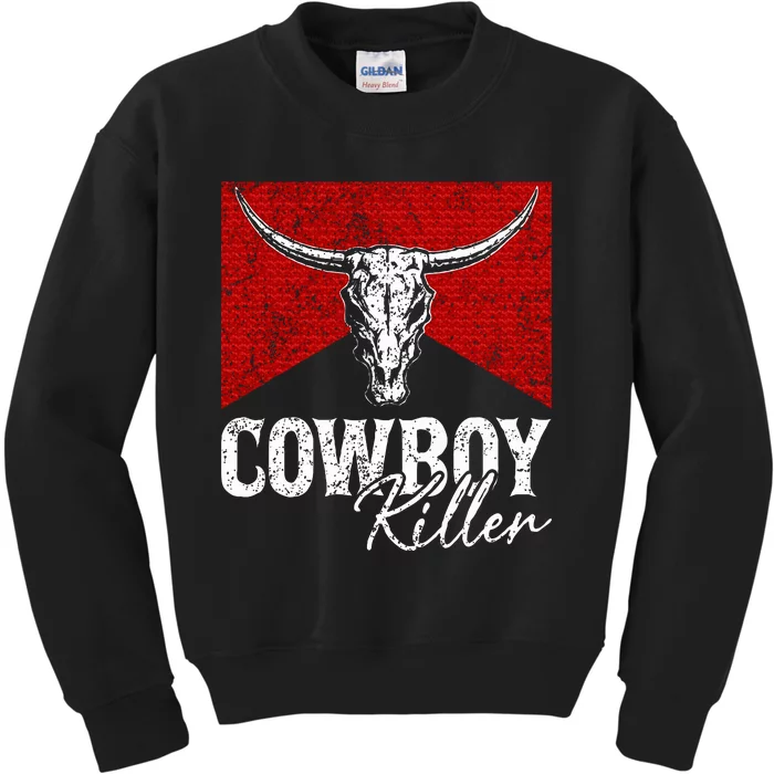 Cowboy Killers Bull Skull Howdy Punchy Western Country Music Kids Sweatshirt